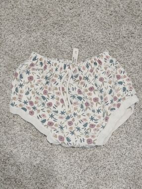 Girls Cream Floral Terry Shorts with Pink & Green Print